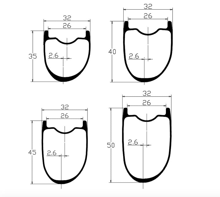 Element22 asymmetric carbon wheels- various depths